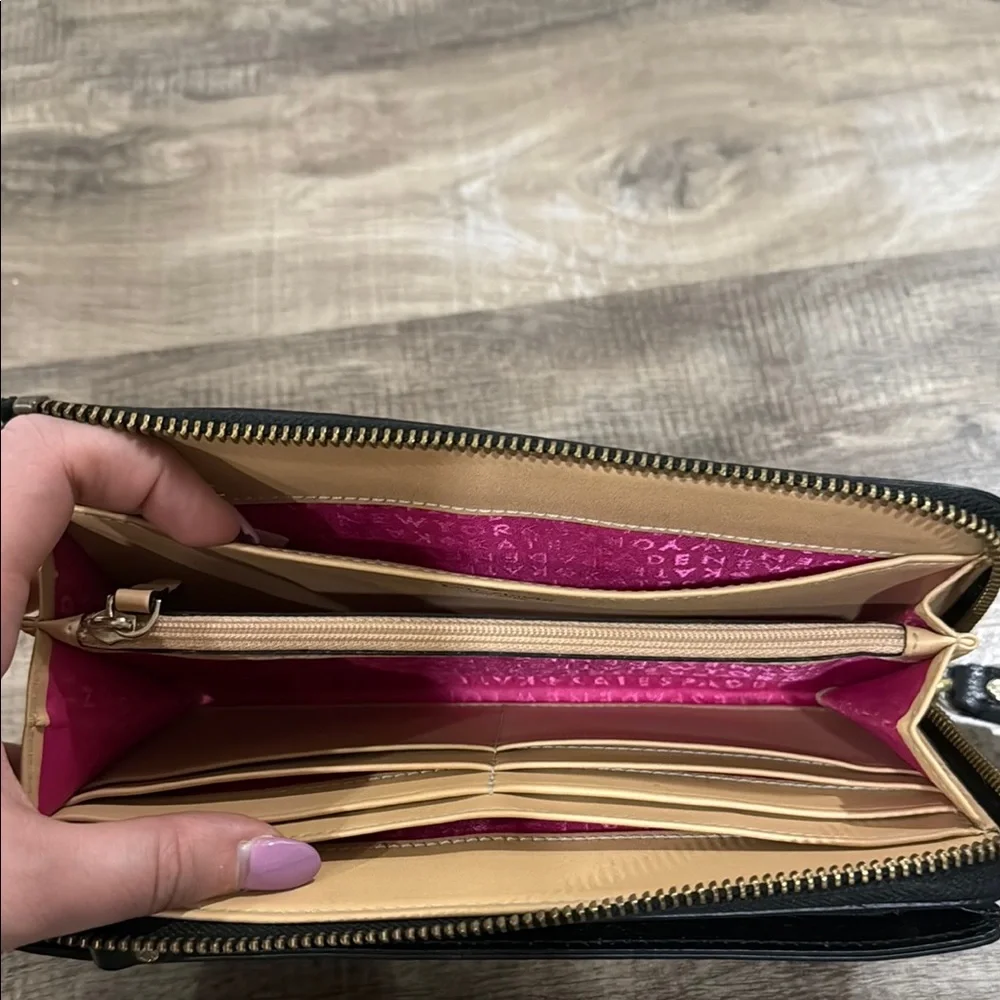 Kate Spade Black Wristlet with Gold Accents